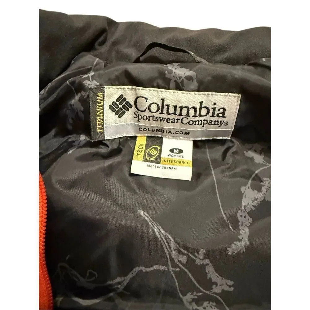 Columbia Titanium Tech Down & Feather Puffer Full Zip Orange Vest Medium